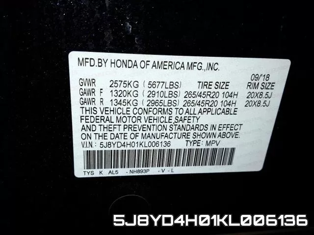 5J8YD4H01KL006136 фото 2