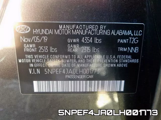 5NPEF4JA0LH001773 фото 2
