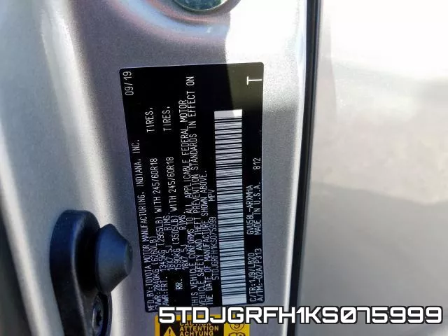 5TDJGRFH1KS075999 фото 2