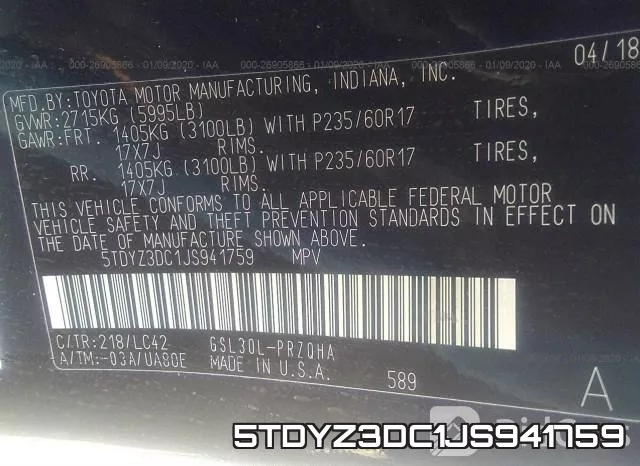 5TDYZ3DC1JS941759 фото 8