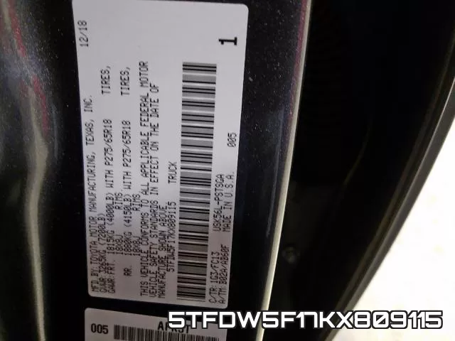 5TFDW5F17KX809115 фото 2