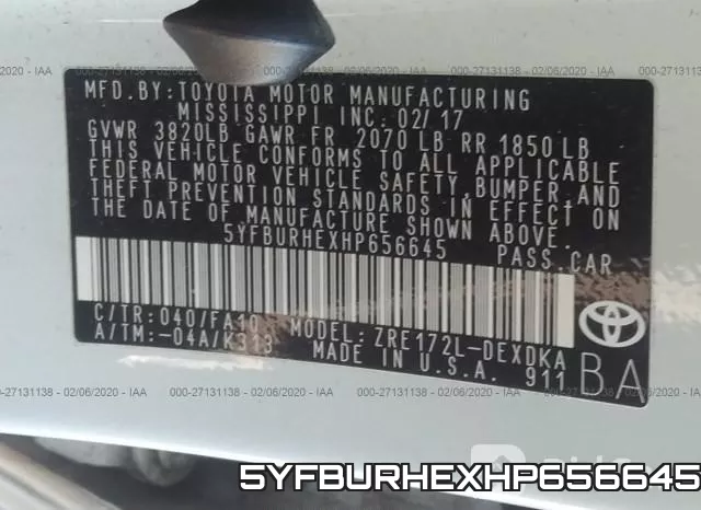 5YFBURHEXHP656645 фото 7