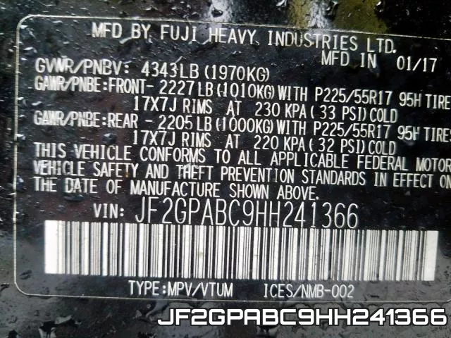 JF2GPABC9HH241366 фото 2