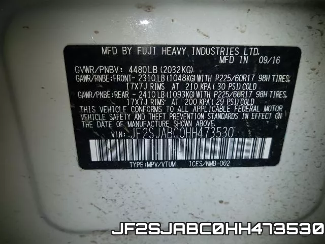 JF2SJABC0HH473530 фото 2