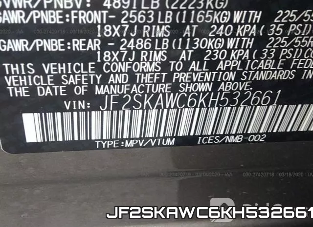 JF2SKAWC6KH532661 фото 8