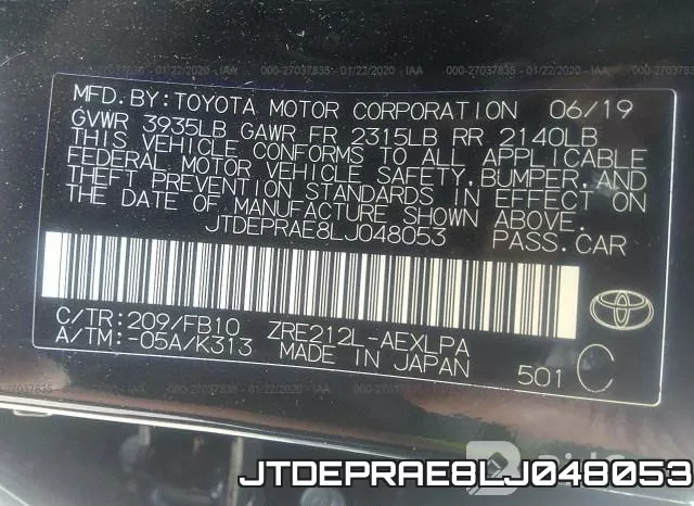 JTDEPRAE8LJ048053 фото 8