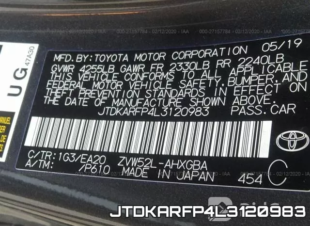 JTDKARFP4L3120983 фото 6