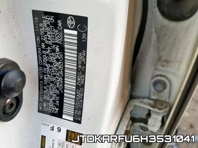 JTDKARFU6H3531041 фото 2