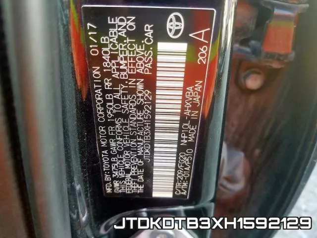 JTDKDTB3XH1592129 фото 2