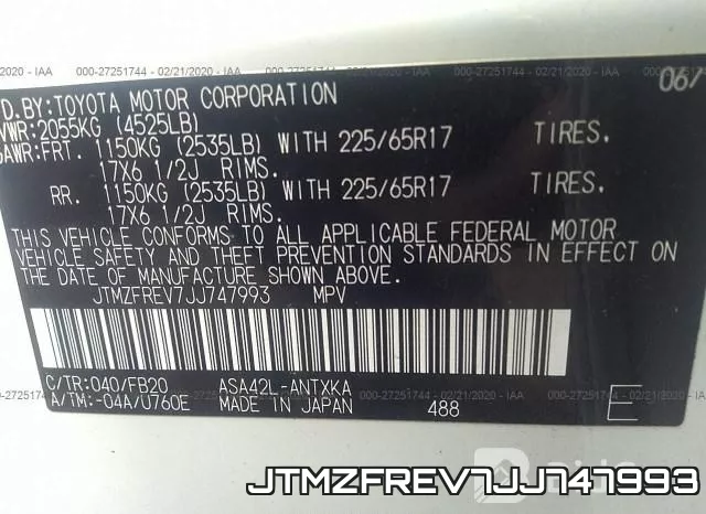 JTMZFREV7JJ747993 фото 6