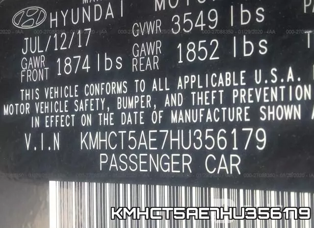 KMHCT5AE7HU356179 фото 9