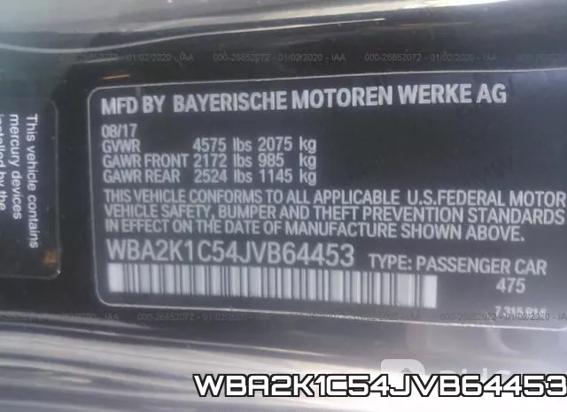 WBA2K1C54JVB64453 фото 8