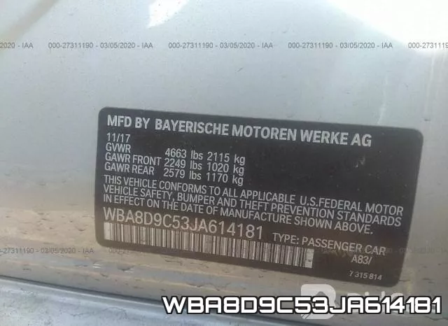 WBA8D9C53JA614181 фото 7