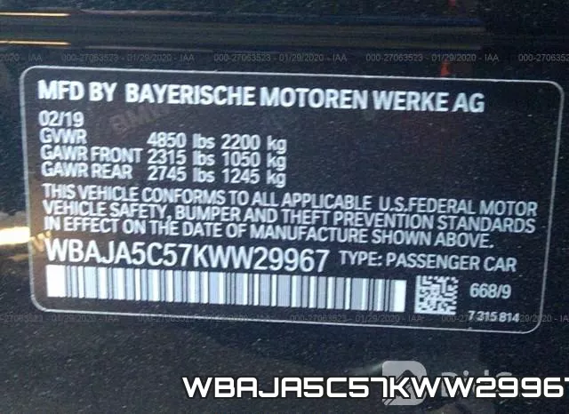 WBAJA5C57KWW29967 фото 8