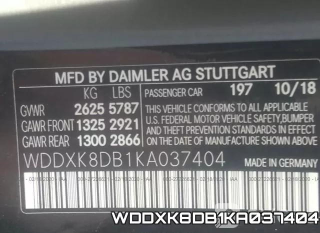 WDDXK8DB1KA037404 фото 7