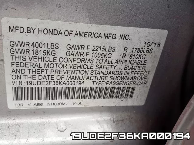 19UDE2F36KA000194 фото 2