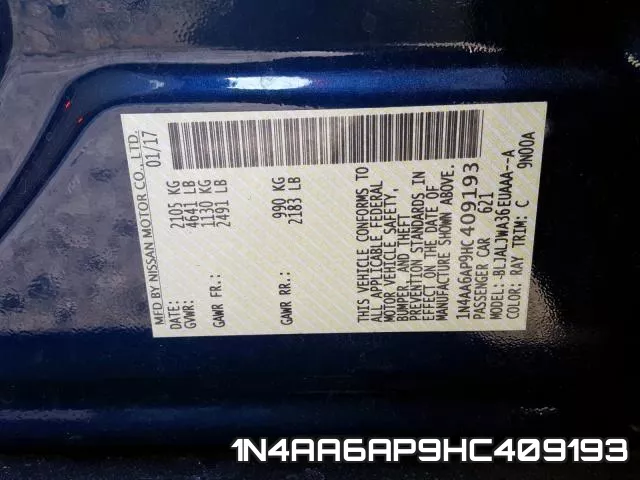 1N4AA6AP9HC409193 фото 2
