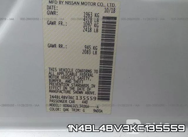 1N4BL4BV3KC135559 фото 8