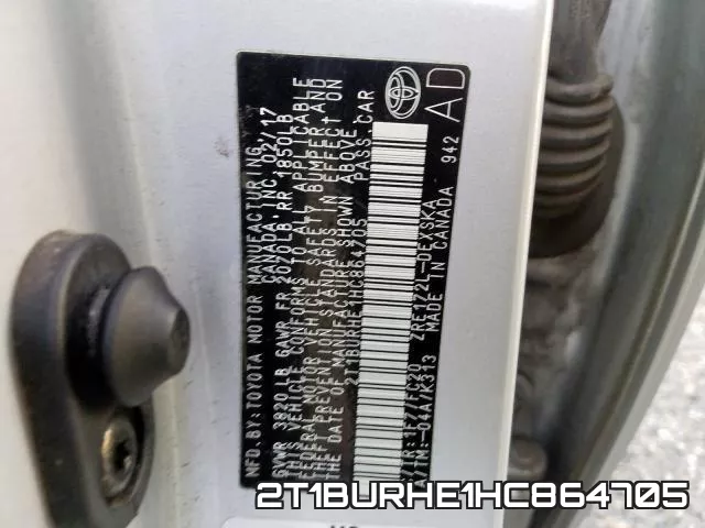 2T1BURHE1HC864705 фото 2