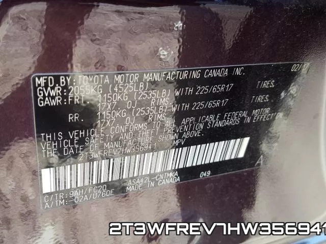 2T3WFREV7HW356941 фото 2