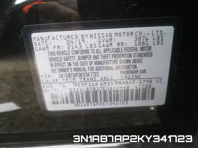3N1AB7AP2KY341723 фото 2