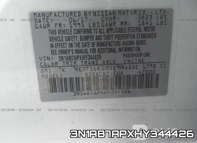 3N1AB7APXHY344426 фото 9