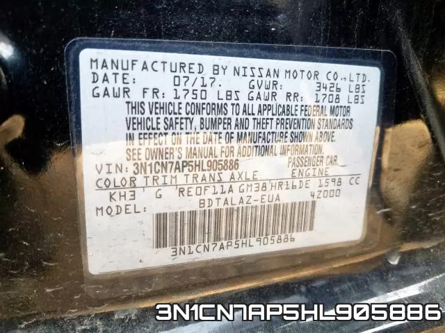 3N1CN7AP5HL905886 фото 2