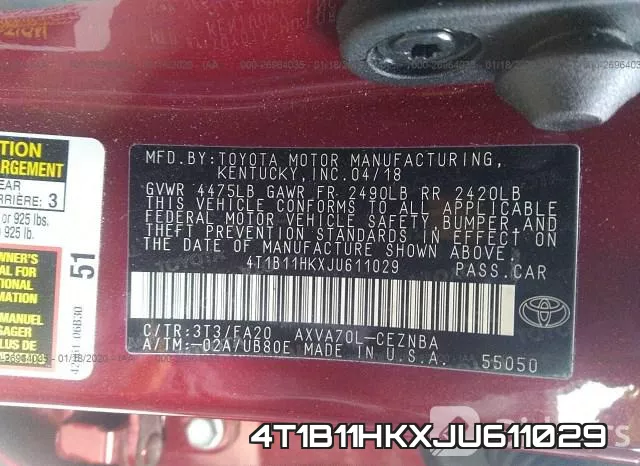 4T1B11HKXJU611029 фото 3