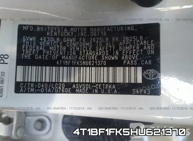 4T1BF1FK5HU621370 фото 6