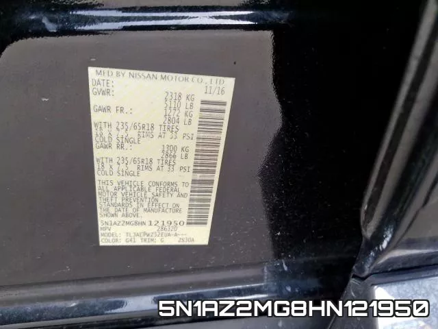 5N1AZ2MG8HN121950 фото 2