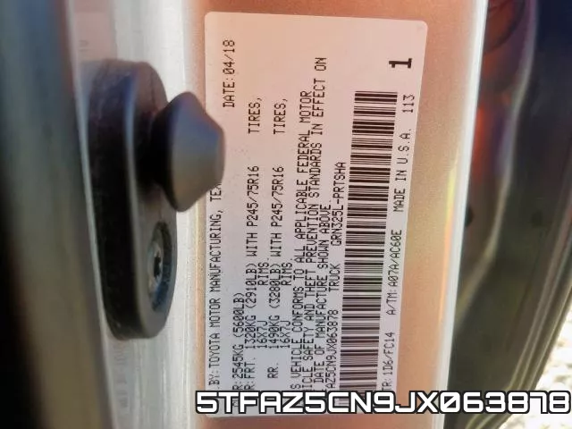 5TFAZ5CN9JX063878 фото 2