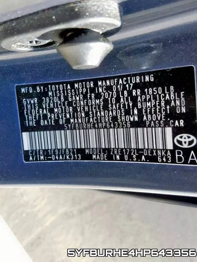 5YFBURHE4HP643356 фото 2