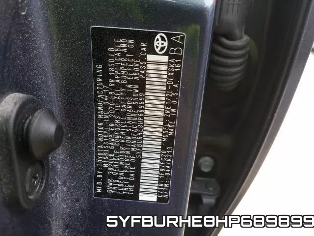 5YFBURHE8HP689899 фото 2