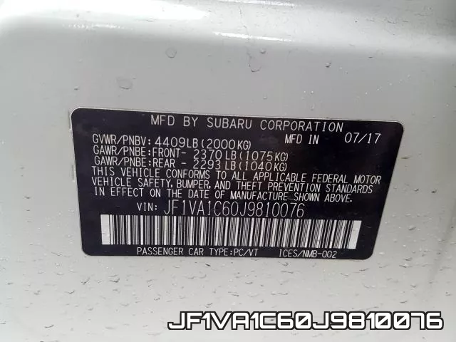 JF1VA1C60J9810076 фото 2