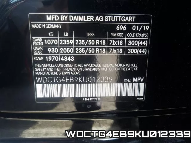 WDCTG4EB9KU012339 фото 2