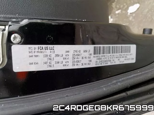 2C4RDGEG8KR675999 фото 2