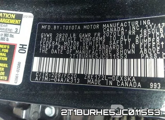 2T1BURHE5JC011553 фото 9
