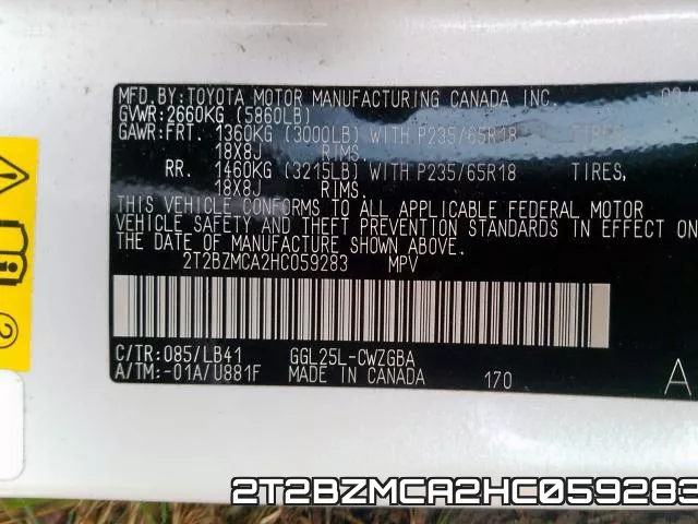 2T2BZMCA2HC059283 фото 2