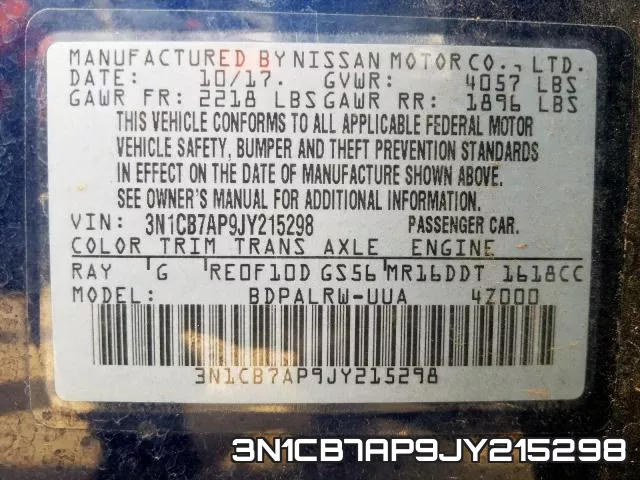 3N1CB7AP9JY215298 фото 2