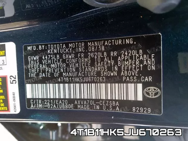 4T1B11HK5JU670263 фото 2