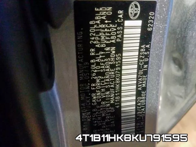 4T1B11HK8KU791595 фото 2