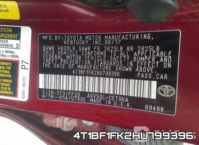 4T1BF1FK2HU799396 фото 9