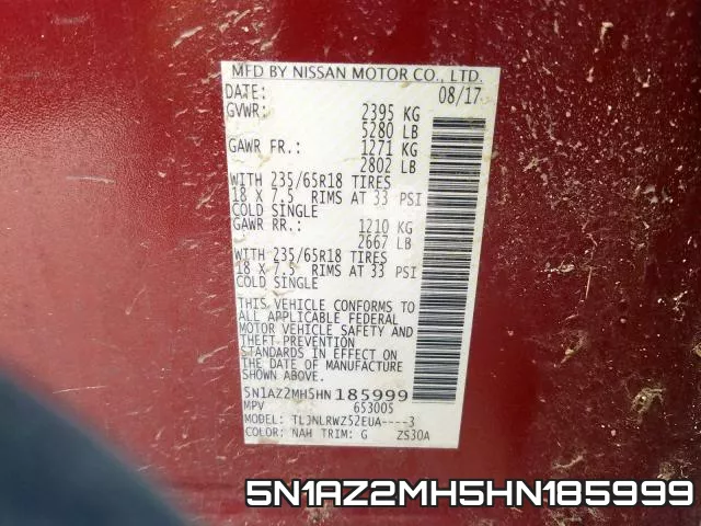 5N1AZ2MH5HN185999 фото 2