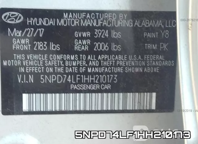 5NPD74LF1HH210173 фото 6