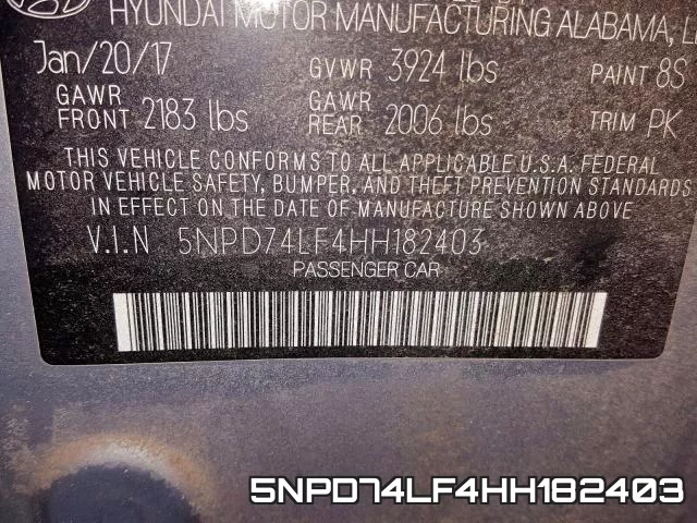 5NPD74LF4HH182403 фото 2