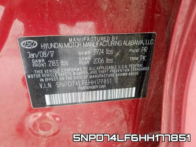 5NPD74LF6HH177851 фото 2