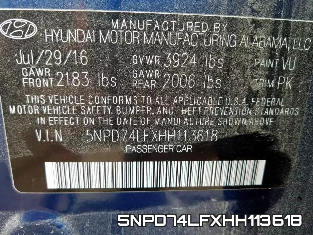 5NPD74LFXHH113618 фото 2