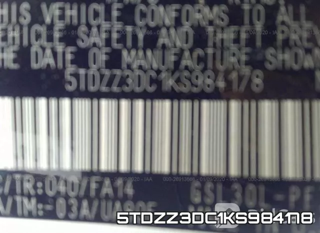 5TDZZ3DC1KS984178 фото 8