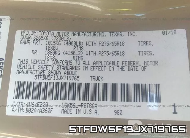 5TFDW5F13JX719765 фото 5