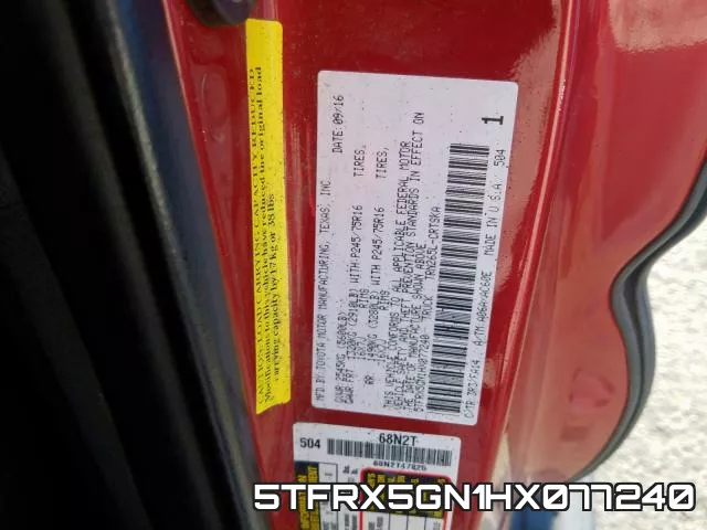 5TFRX5GN1HX077240 фото 2
